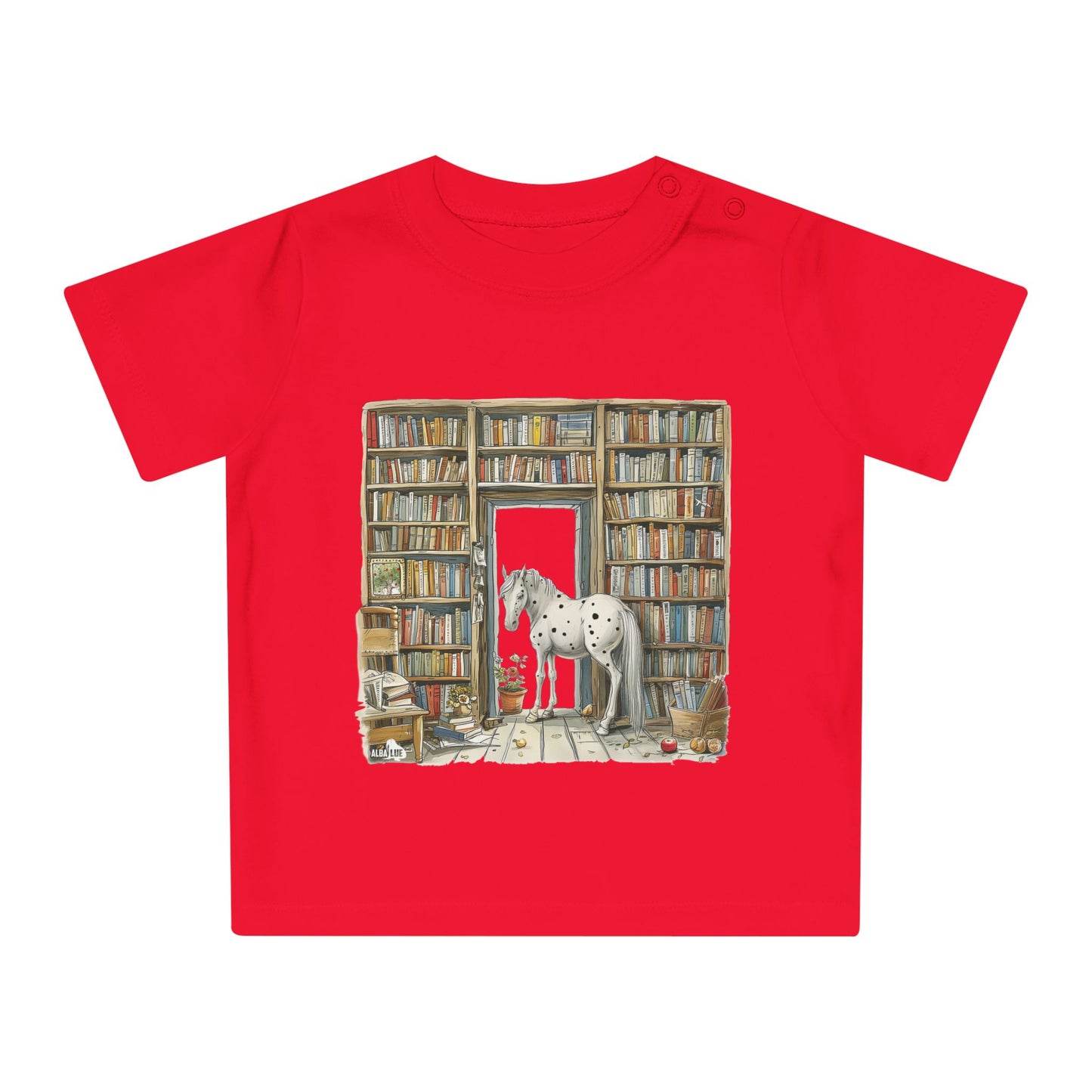 Horse in a Library - kids T-shirt
