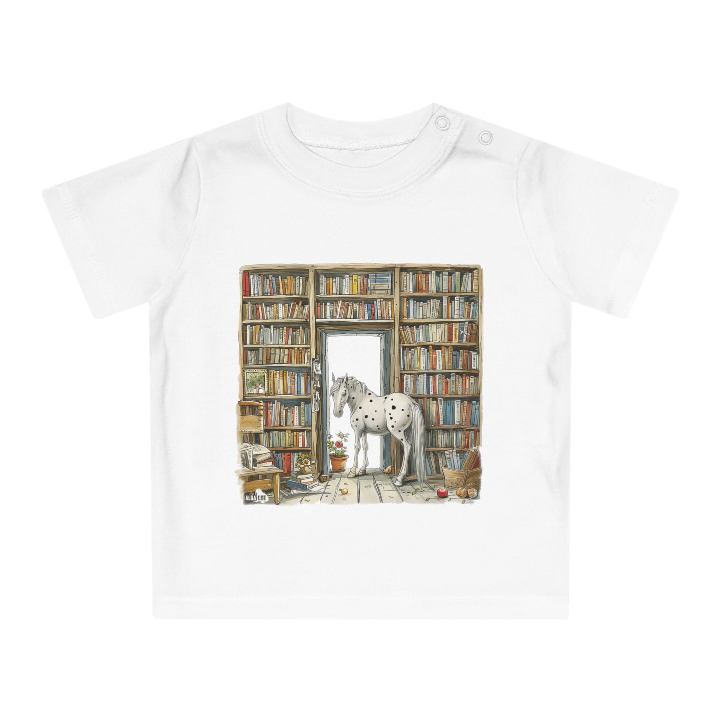 Horse in a Library - kids T-shirt