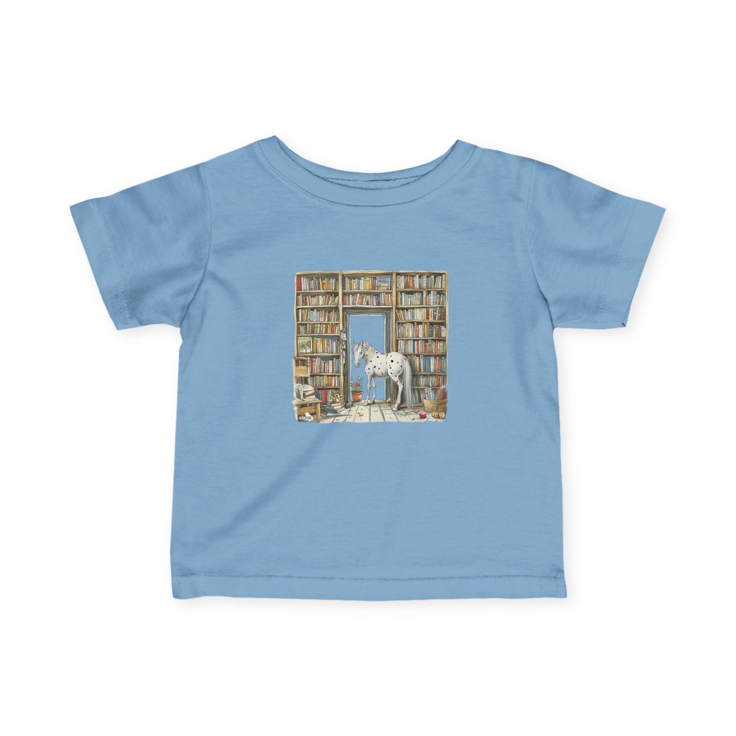 Horse in a Library - kids T-shirt