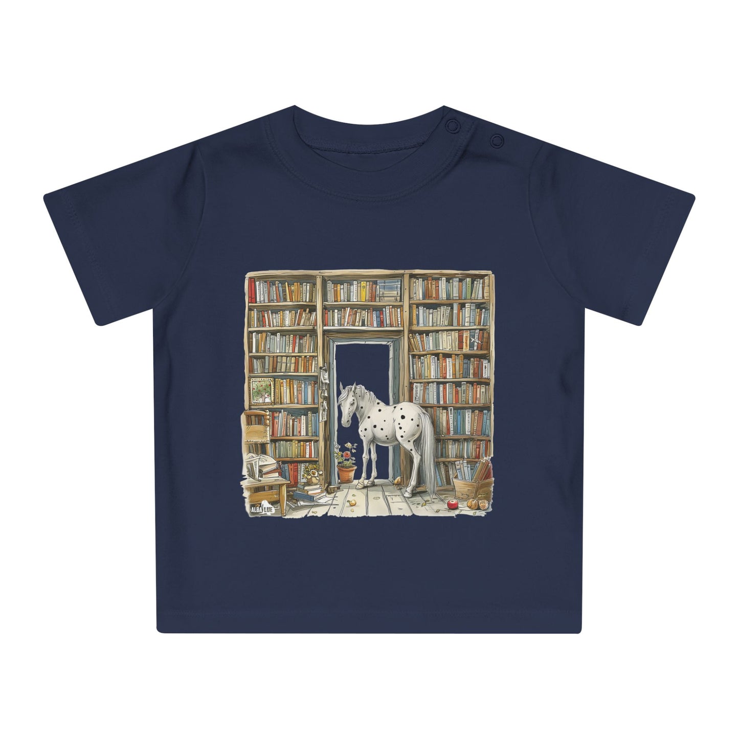 Horse in a Library - kids T-shirt