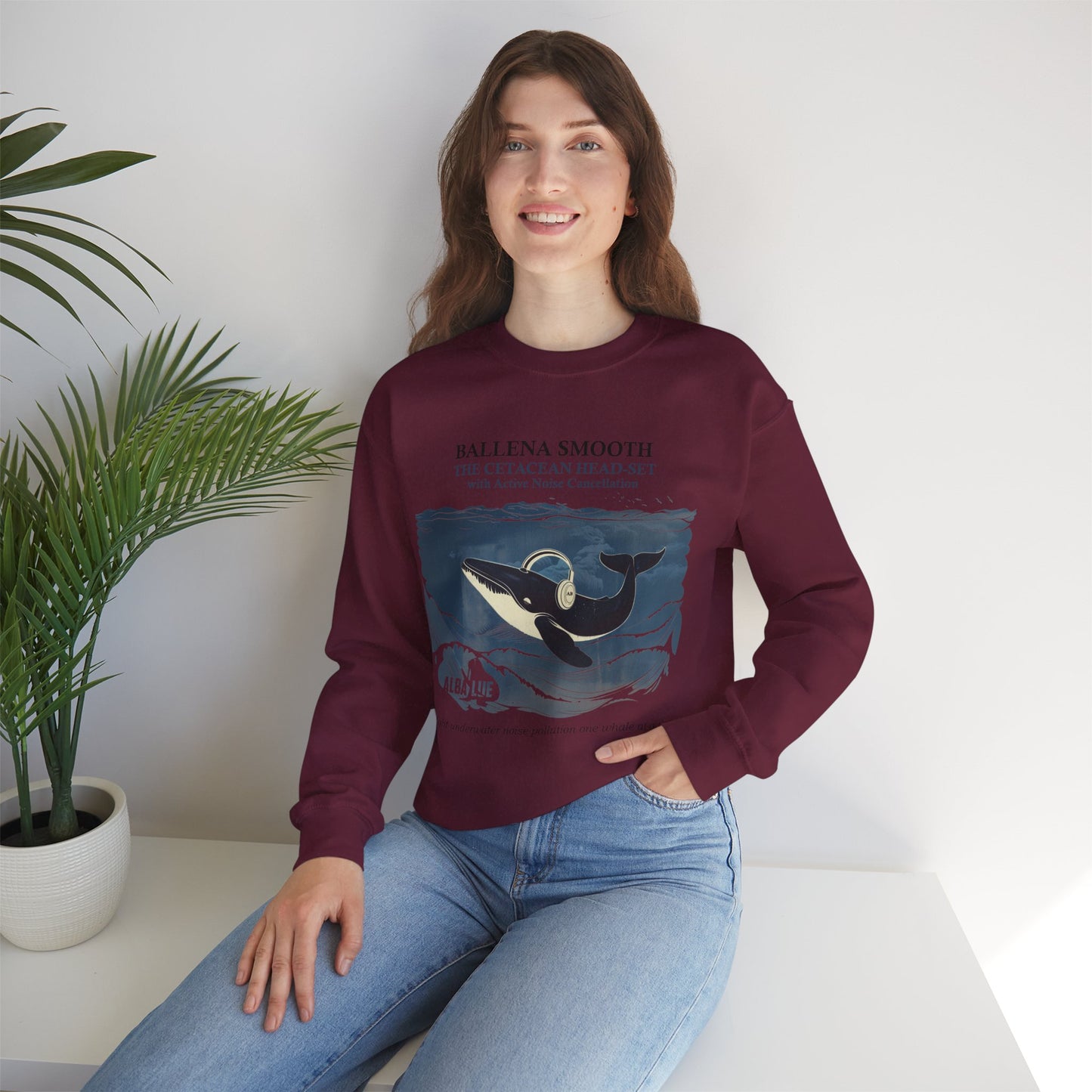 Whale Headphone - Crewneck Sweatshirt