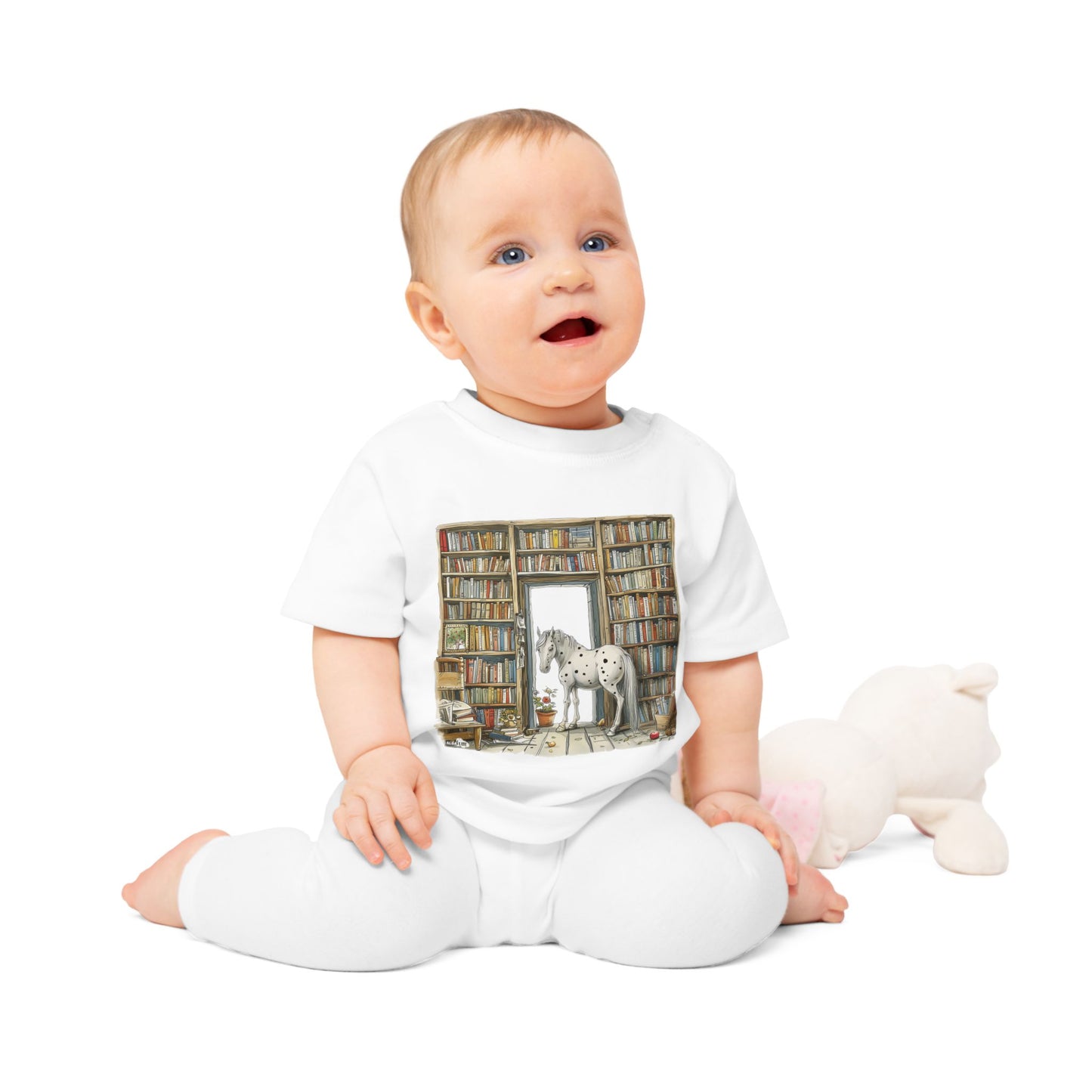 Horse in a Library - kids T-shirt