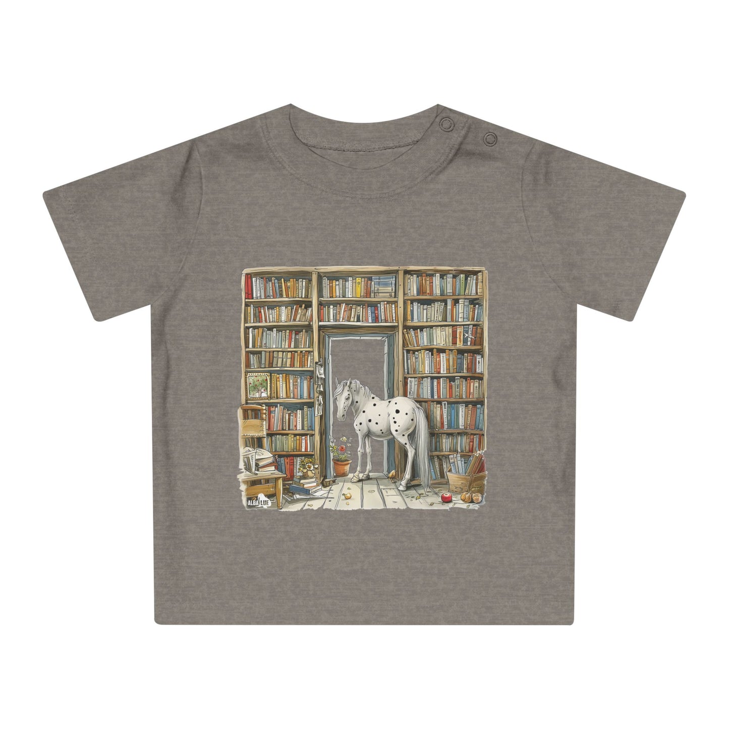 Horse in a Library - kids T-shirt
