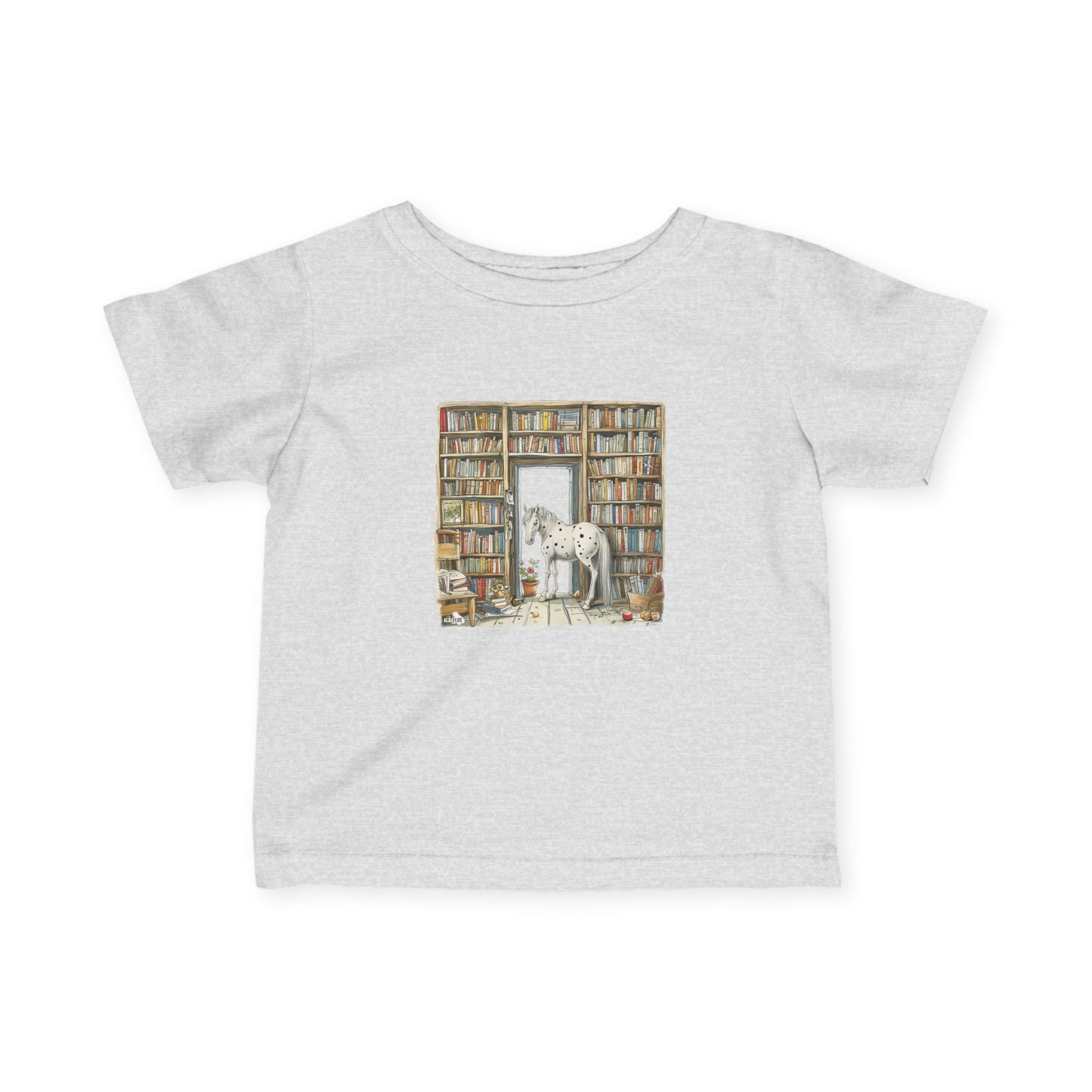 Horse in a Library - kids T-shirt