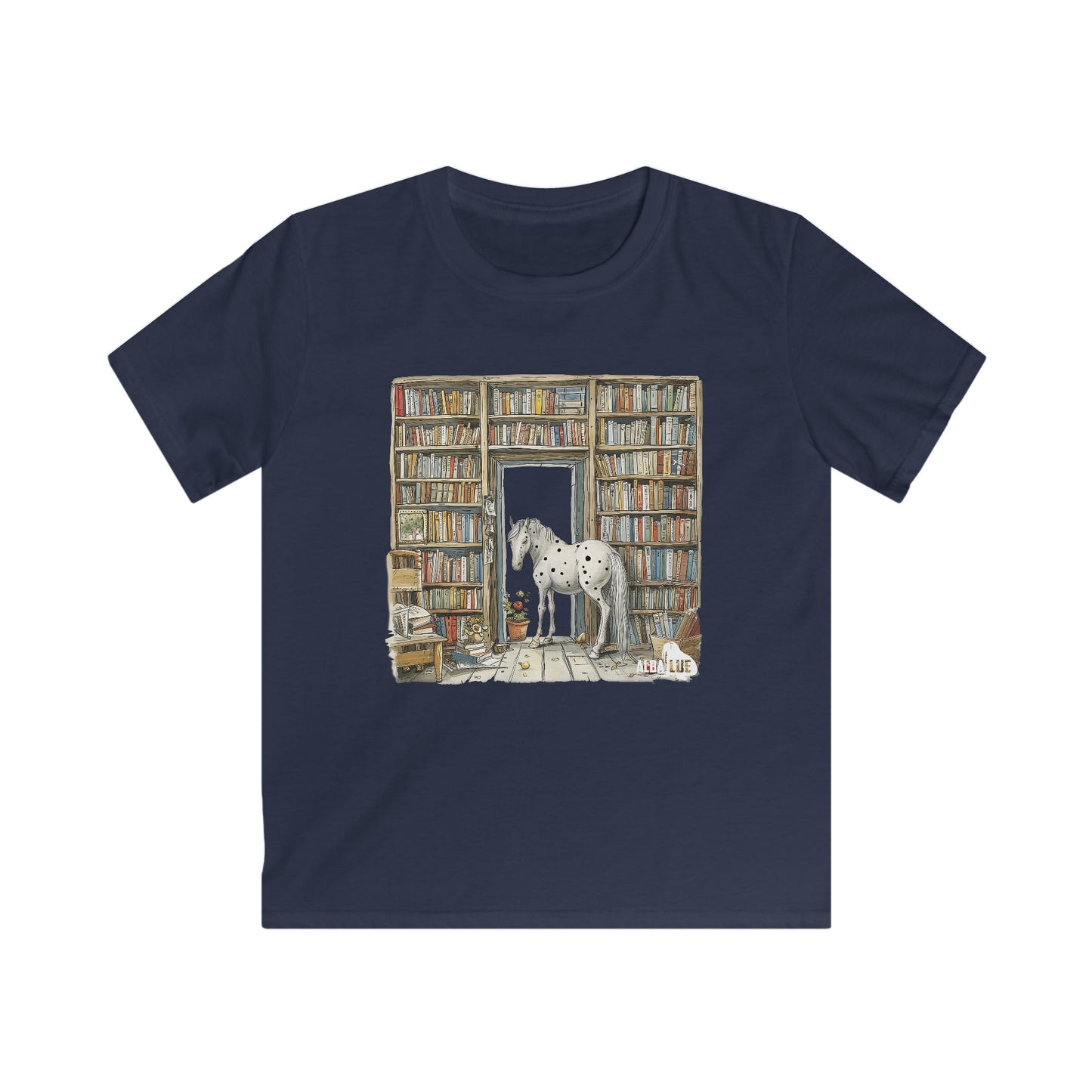 Horse in a Library - kids T-shirt