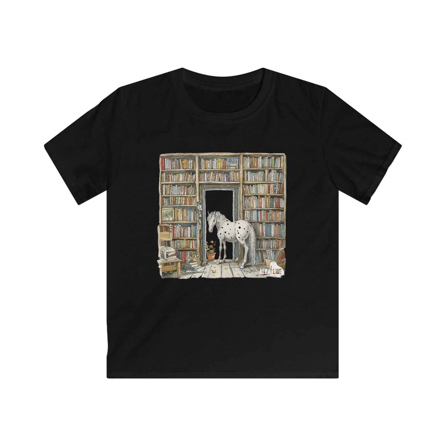 Horse in a Library - kids T-shirt