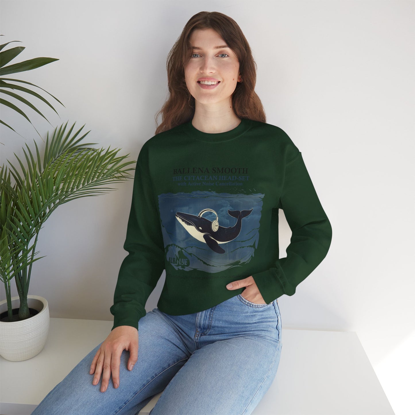 Whale Headphone - Crewneck Sweatshirt