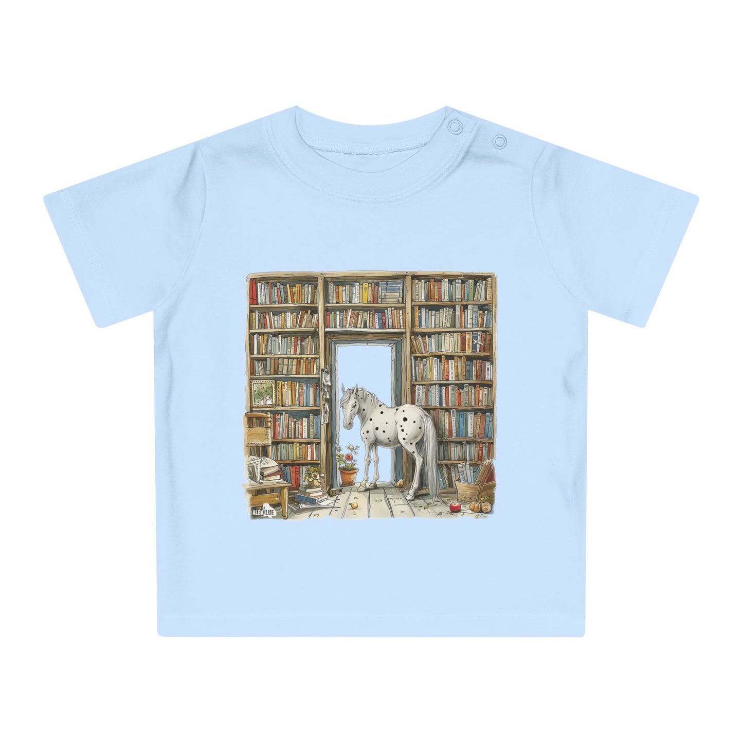 Horse in a Library - kids T-shirt