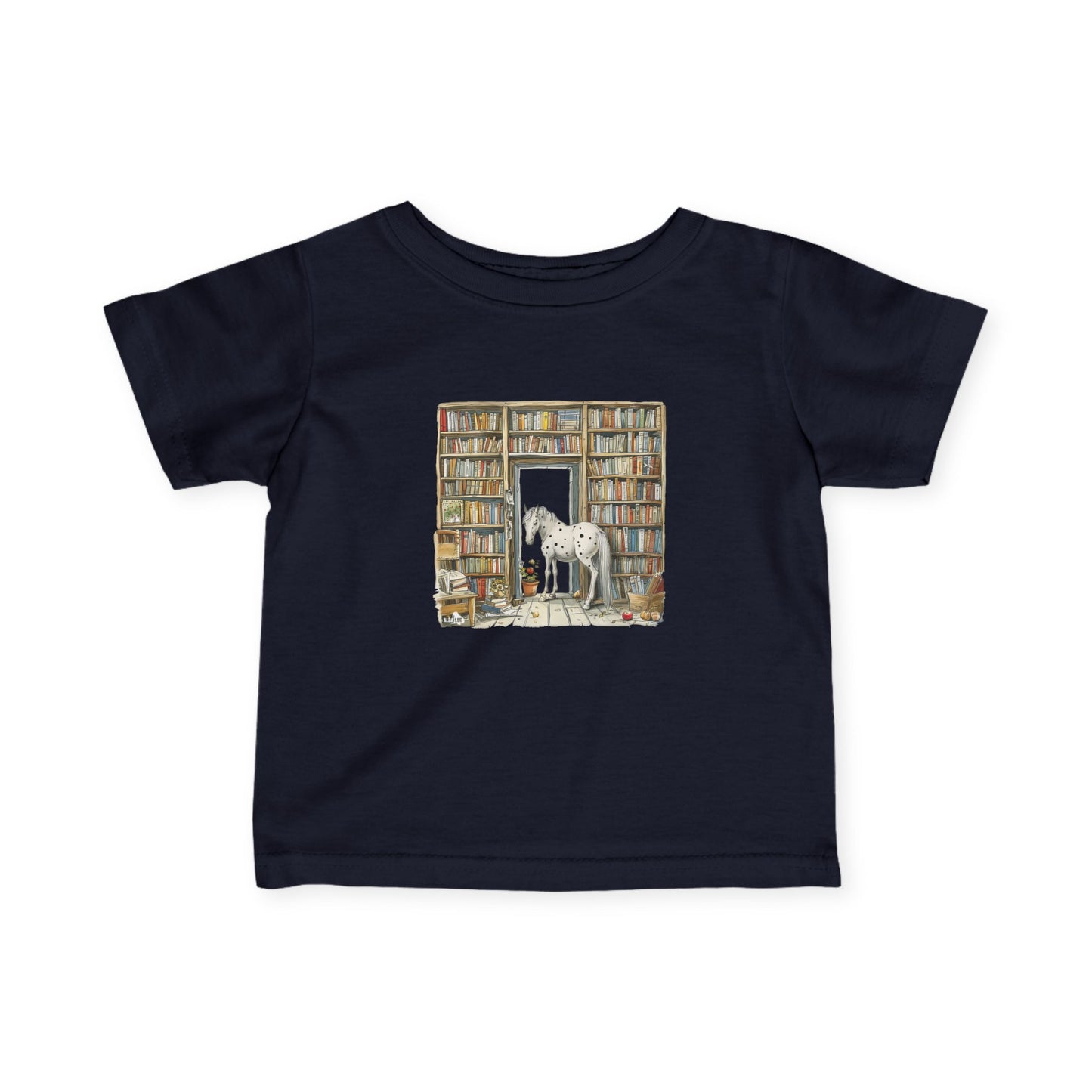 Horse in a Library - kids T-shirt