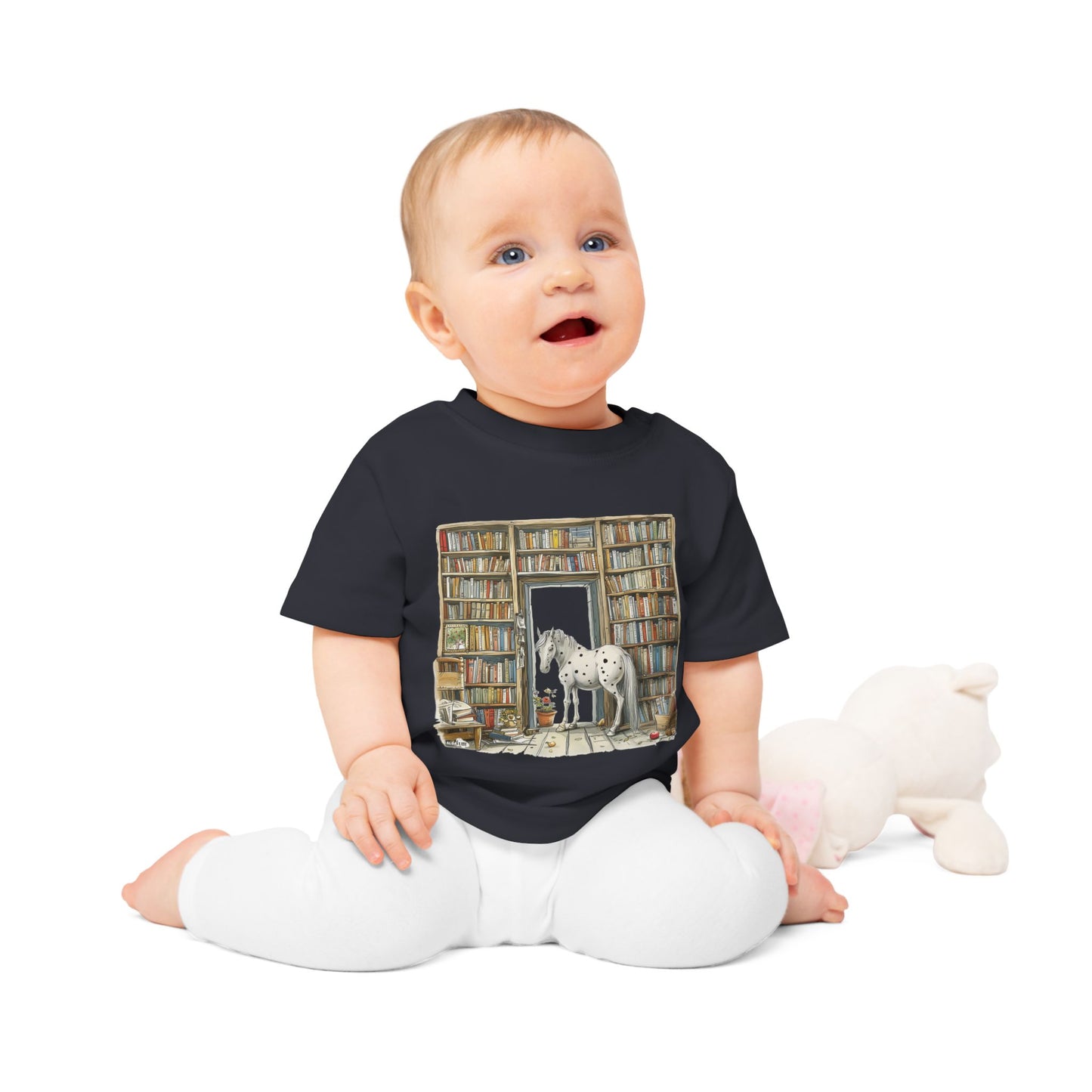 Horse in a Library - kids T-shirt