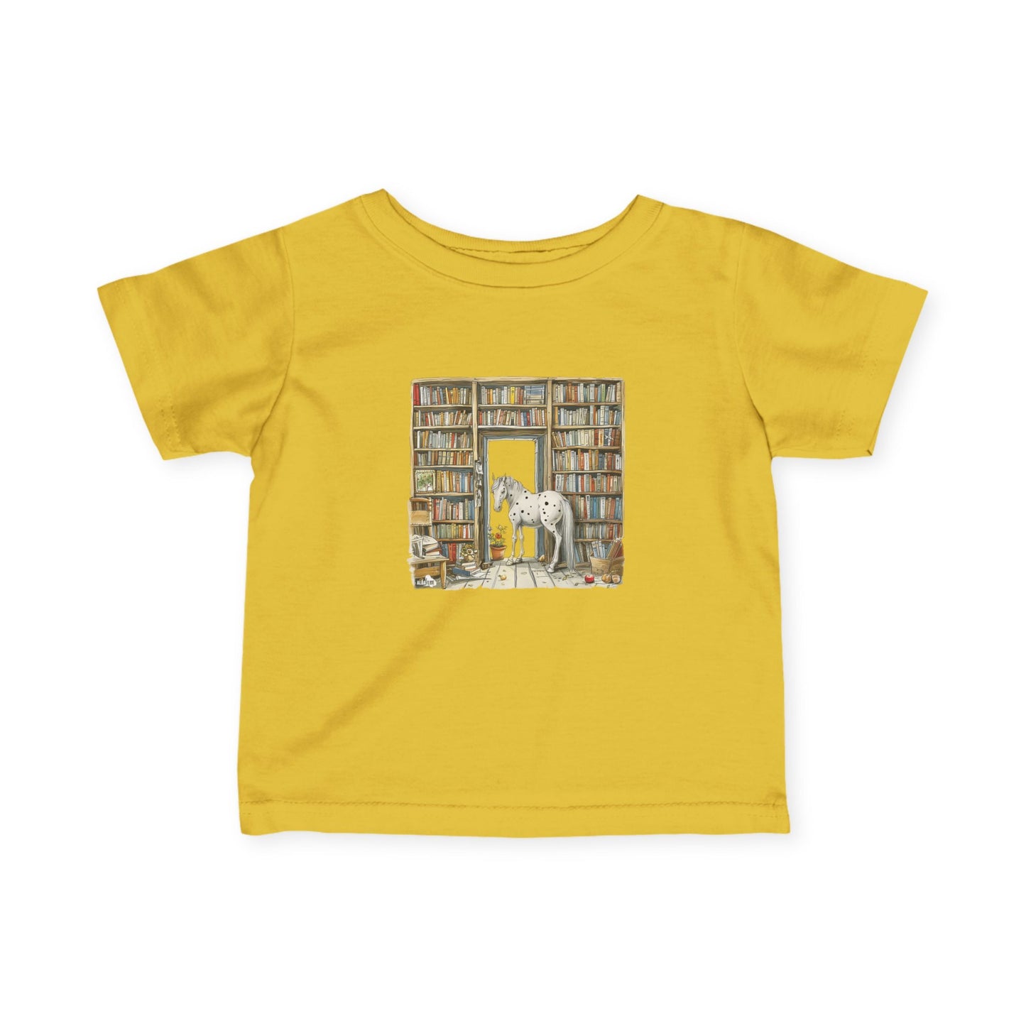 Horse in a Library - kids T-shirt
