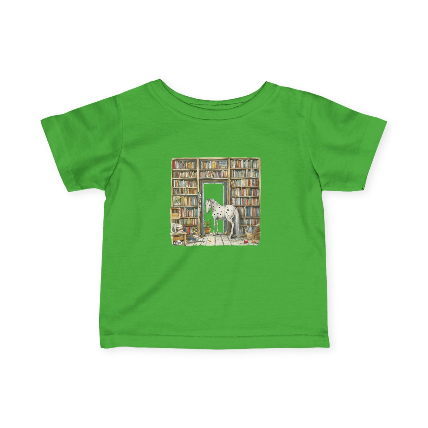 Horse in a Library - kids T-shirt