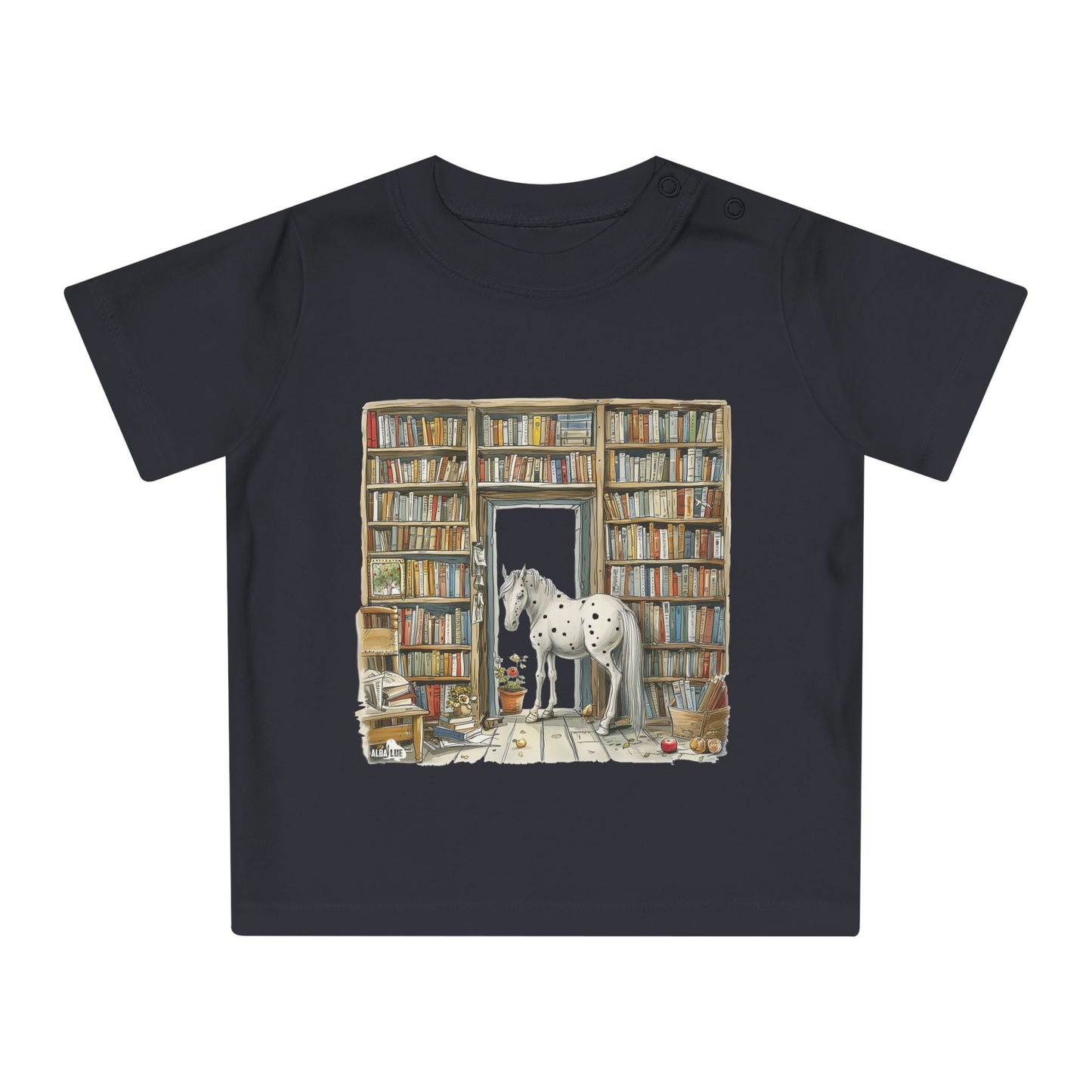 Horse in a Library - kids T-shirt